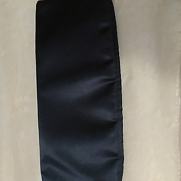 Black Satin Handbag/Clutch With Golden Sequin Golden Hardware - Picture 2 of 6